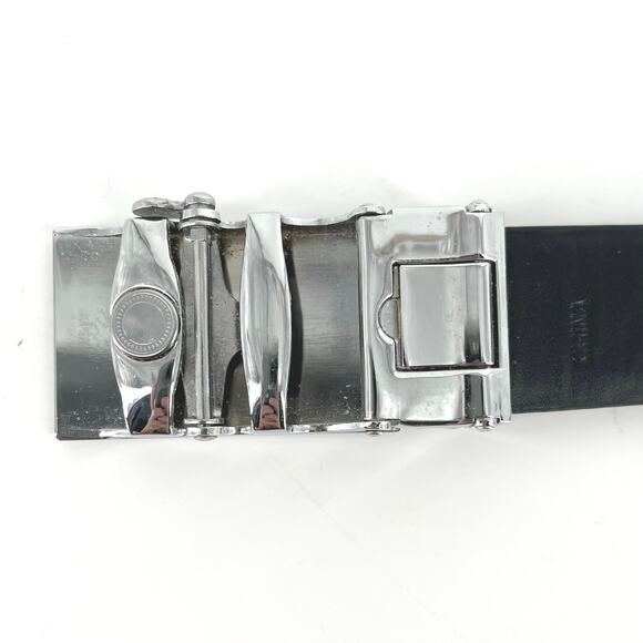 Ratchet buckle black leather belt - Picture 4 of 6